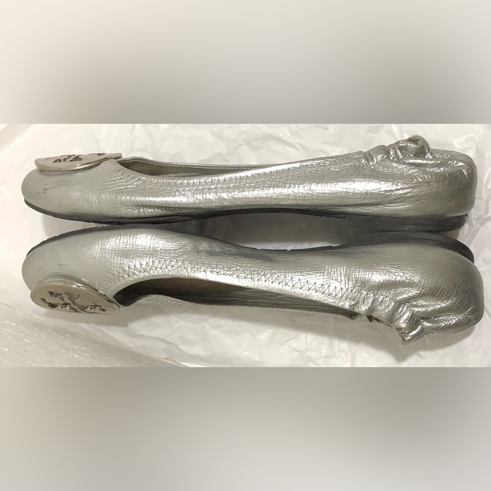 Tory Burch Metallic Silver Loafers - Picture 7 of 9